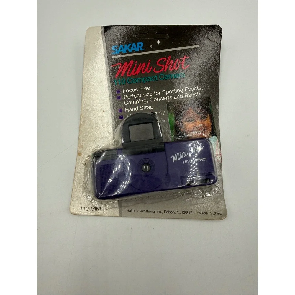 Sakar Mini Shot 110 Compact Camera Purple Vintage New Old Stock Focus Free